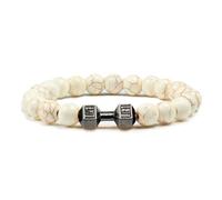 MAQDDO 2 pezzi di perline pietra bracciali braccialetti donne gioielli uomo braccialetto accessori in metallo biliklik coppia per Decorazione(19cm,White)