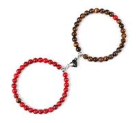 MAQDDO 2 pezzi/set braccialetti di perline pietra coppie cuore collegato elastici for donne uomini gioielli per Decorazione(Set-14)