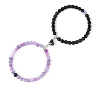 MAQDDO 2 pezzi/set braccialetti di perline pietra coppie cuore collegato elastici for donne uomini gioielli per Decorazione(Set-9)