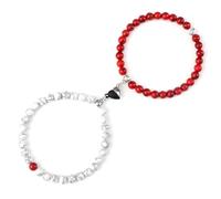 MAQDDO 2 pezzi/set braccialetti di perline pietra coppie cuore collegato elastici for donne uomini gioielli per Decorazione(Set-13)