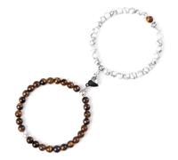 MAQDDO 2 pezzi/set braccialetti di perline pietra coppie cuore collegato elastici for donne uomini gioielli per Decorazione(Set-6)