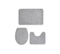 MAQDDO 3pcs/Set Solid Color Simple Bathroom Water-absorbing and Non-slip Floor Mat Stone Pattern, Comfortable and Soft, Three-piece Set Per Bagno(Color 1)