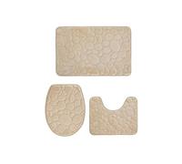 MAQDDO 3pcs/Set Solid Color Simple Bathroom Water-absorbing and Non-slip Floor Mat Stone Pattern, Comfortable and Soft, Three-piece Set Per Bagno(Color 2)