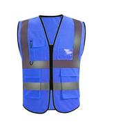 MAQDDO 3pcs Summer Nighttime Multi Pocket Reflective Protective Clothing Coat Safe Structure Traffic Hygiene Garden Architecture per Esterni(Deep Blue)