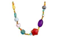 MAQDDO 6pcs Ceramic Glass Bead Necklace Per Donna | Small fresh, sweet and versatile clavicle chain