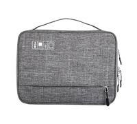 MAQDDO Accessori elettronici a doppio strato Borsa da gioco Stanza separata Strisce staccabili Custodia organizer portatile for dischi rigidi, cavi Per Caricatore(Gray)