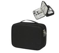 MAQDDO Borsa for la conservazione del caricatore della linea dati portatile Organizzatore for cavi da viaggio for dei impermeabile Per Caricatore(Double layer black)