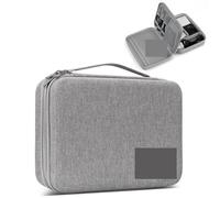 MAQDDO Custodia rigida impermeabile for accessori elettronici organizer for banca di potere grande capacità Borsa for passaporto da viaggio digitale Per Caricatore(Double layer-Gray-XL)