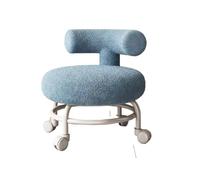 MAQDDO Hallway Small Footrest Home Universal Wheeled Pulley Low Stool Mobile Vanity Chair Interior Office Living Room Furniture per Domestico(Blue 37x30x45cm)