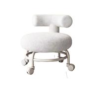 MAQDDO Hallway Small Footrest Home Universal Wheeled Pulley Low Stool Mobile Vanity Chair Interior Office Living Room Furniture per Domestico(White 37x30x45cm)