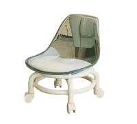 MAQDDO Low Rolling Stool With Backrest Swivel Wheels Faux Leather Cushion Roller Seat Rotating Mini Chair Seating per Domestico(Color7)