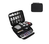 MAQDDO Organizer for accessori elettronici da viaggio di grande capacità, impermeabile, a doppio strato, for tablet, cavo, custodia for banca alimentazione Per Caricatore(Large black)