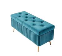 MAQDDO Pouf in tessuto, divano lungo, panca con contenitore, porta della casa, corridoio, sgabello for il cambio delle scarpe, poltrona for camerino, 80 cm per Casa(E-80cm-blue)