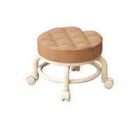 MAQDDO PU Leather Rolling Stool With Wheels - Portable Round Moistur Thickened Seat Cushion, Low Profile per Domestico(Color4)