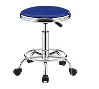 MAQDDO Round Rolling Stool With Foot Rest PU Leather Height Adjustment Modern Industrial Swivel Spa Salon Tattoo Work Massage per Domestico(Blue)