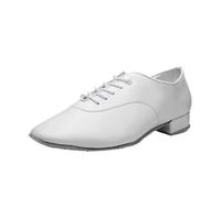 MAQDDO Scarpe da Ballo Latino Professionali da Uomo Nere Bianche con Tacco Basso, Altezza 2,5 cm, Scarpe da Ballo Standard Moderne for Tango e Salsa Jazz per Feste Danzanti(White,44)