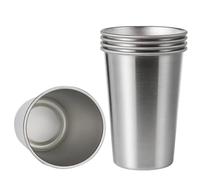 MAQDDO Set Of 5 Stainless Steel 350ml Pint Cups Per Caffè