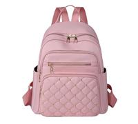 MAQDDO Zaino Con Rivetti Zaino da donna a tre strati con design in tessuto di nylon con rivetti, grande capacità, borsa for la scuola for ragazzi e anziani Per Decorazioni(Pink)