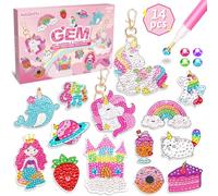 Maqhpu 5D Diamond Painting - Set di 14 portachiavi fai da te per bambini dai 6 anni in su, per l'inizio della scuola, per ragazze, per bambini dai 4 ai 12 anni