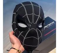 MAQRLT Maschera da eroe ragno con occhi mobili, maschera realistica da supereroe con lenti mobili, per cosplay, maschera realistica per cosplay (nero)
