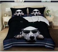 MAQUE Copripiumino Matrimoniale 260x240 cucciolo di occhiali da sole Copripiumini in Microfibra per Adulti, 3d Set Biancheria da Letto con Cerniera, 1 Copri Piumino 260x240 e 2 Federe 50x80