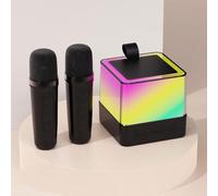 Máquina de karaoke con 2 micrófonos, juego de karaoke con altavoz portátil Bluetooth 5.3 con luz LED y sistema PA de sonido HD para adultos y niños, adecuado para la mayoría de dispositivos