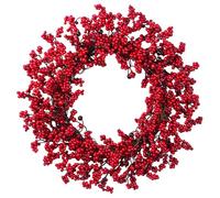 Maqulae Ghirlanda Artificiale di Bacche Rosse da 45 Cm, Decorazione Natalizia in Plastica per Porta D'ingresso (Rosso scuro)