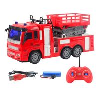 Maqulae Giocattoli Telecomandati per Autopompa Antincendio, Camion dei Pompieri con Luci LED Lampeggianti e Suoni di Sirene Reali, Macchinina RC, per (Camion dei pompieri telecomandato (piattaforma)