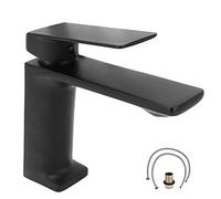 Maqulae Rubinetto per Lavabo G1/2, Miscelatore Acqua Calda Fredda con | Finitura Nera Resistente Alla Corrosione, Valvola in Ceramica, Rubinetto per Lavandino del Bagno, per Sistema Standard da