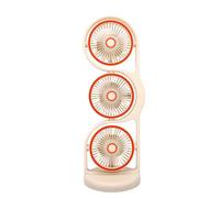 Maqulae Ventilatore da Scrivania a 3 Teste Ventola di Raffreddamento Oscillante Ricaricabile a 360° Tramite USB con 5 Impostazioni di velocità Ventola per il Sonno e Maniglia per (Beige)