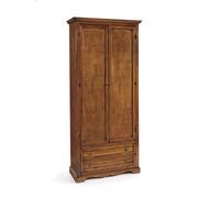Mar.c.a. Design - Armadio a 2 Ante in Legno di Pioppo Noce Scuro, Cabina Armadio da Interno con 2 Cassettoni Stile Arte Povera Made in Italy - Misura 87x40x192