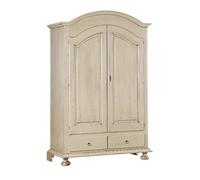 Mar.c.a. Design - Armadio in Legno Massello Arte Povera 125x61x200 cm - 2 Ante 2 Cassetti con Cappello Gendarme Tondo e Piedini - Made in Italy