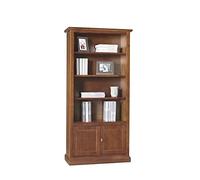 Mar.c.a. Design - Libreria Arte Povera con 4 Ripiani e 2 Ante - Libreria in Legno 90x41x186 cm con Base Piatta - Made in Italy