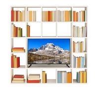 Mar.c.a. Design - Libreria con Porta TV in Legno LPH 218x218x30 cm - Mobile Libreria Da Parete con 19 Scomparti - Vano TV 126x83 cm - Cubi Interni 40x40 cm - Made in Italy