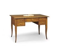 Mar.c.a. Design - Scrivania Arte Povera in Legno 130x65x78 cm 5 Cassetti - Scrittoio Vintage con Gambe a Sciabola Made in Italy