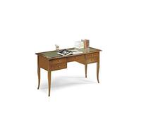 Mar.c.a. Design - Scrivania ArtePovera Piano in Semipelle e Gambe a Sciabola 5 Cassetti - Scrittoio in Legno 150x75x78 cm Made in Italy