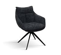 Mar.c.a. Design - Set Sedie Sala Pranzo e Cucina Imbottite 2 pz con Braccioli - Tessuto Nero e Struttura in Metallo - Made in Italy