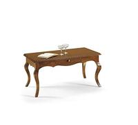 Mar.c.a. Design - Tavolino Rettangolare con Cassetto e Gambe Curve - Tavolino Legno Salotto 100x50x45 cm in Stile Arte Povera - Made in Italy