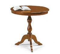 Mar.c.a. Design - Tavolino Rotondo con Gambo Centrale Sagomato - Tavolino Legno Salotto 60x60x75 cm in Stile Arte Povera - Made in Italy