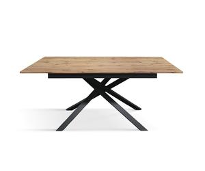 Mar.c.a. Design - Tavolo Allungabile 120/170x80x76 cm - Piano in Nobilitato Rovere Rustico e Gambe Incrociate in Metallo Nero - Made in Italy