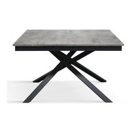 Mar.c.a. Design - Tavolo Grigio Cemento Allungabile 120/170x80x76 cm - Tavolo con Piano in Nobilitato e Gambe in Metallo Nero - Made in Italy