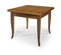 Mar.c.a. Design - Tavolo Quadrato a Libro da 90 a 180 cm con Gambe a Sciabola - Tavolo in Legno Massello 90x90x78 cm - Arte Povera Made in Italy