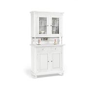 Mar.c.a. Design - Vetrinetta Arte Povera in Legno 104x43x218 cm - 2 Ante Vetro 2 Ante 2 cassetti con Piedini Tondi Made in Italy