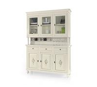 Mar.c.a. Design - Vetrinetta Arte Povera in Legno 150x43x218 cm - 3 Ante Vetro 3 Ante 3 Cassetti con Piedini Tondi Made in Italy