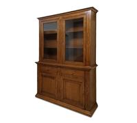 Mar.c.a. Design - Vetrinetta Arte Povera in Legno 168x48x222 cm - 2 Ante Vetro 2 Ante 2 Cassetti con Base Piatta Made in Italy