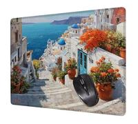 Mar Egeo Tappetino Mouse 26 x 21 cm Tappetino scrivania, con Città Fantasia Tappetini Mouse Pad, con Base in Gomma Antiscivolo Superficie di Tessuto Impermeabile, Mousepad per Lavoro PC Ufficio H0-476