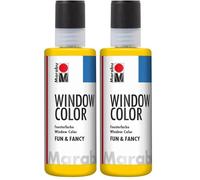 Marabu 019 Fun And Fancy - Colore per finestre, 80 ml, Colore: Giallo (Confezione da 2)
