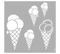 Marabu 0277000000072 - Stencil Tagliato al Laser Resistente, Senza PVC, per pareti, mobili e Tessuti, riutilizzabili, Circa 33 x 33 cm, Ice Cream Cones