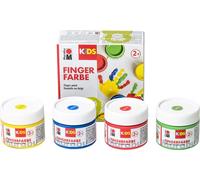 Marabu, set di 4 colori vivaci Kids, ciascuno da 100 ml, adatti per dipingere con le mani all’asilo, a scuola, in terapia e a casa, senza parabeni, vegani, senza lattosio, senza glutine, 0303000000080