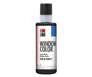 Marabu 04060004873 - Window Color fun & fancy, colore nero morbido, 80 ml, a base d'acqua, rimovibile su superfici lisce come vetro, specchi, piastrelle e pellicola